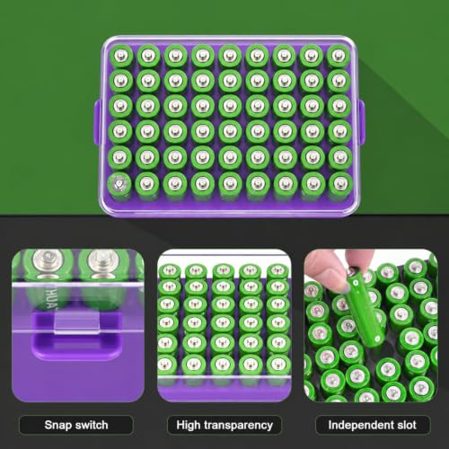 ALCYON Plastic Battery Storage Organizer for 48 AA Batteries - color: Purple, size: Large 48+AA Batteries