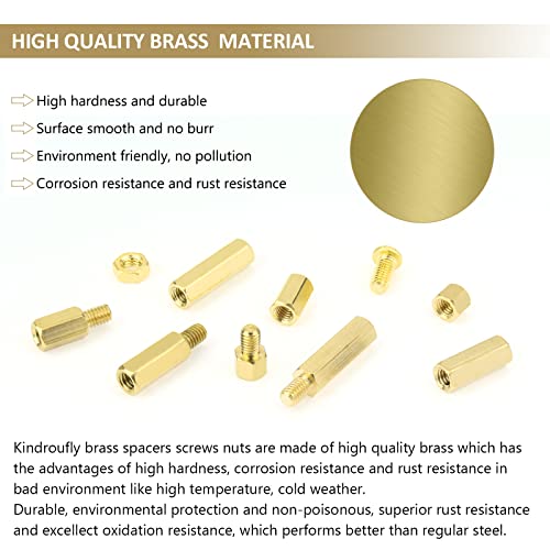 180 Pieces M4 Male Female Hex Brass Standoffs Spacers Screws Nuts Kit, Kindroufly Brass Standoffs Assortment Kit for PCB Motherboard - size: M4 Brass Standoffs