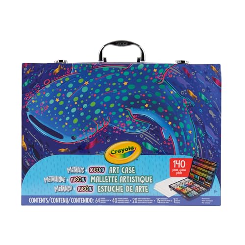 Crayola Art Kit with Neon & Metallic Art Supplies, Includes Crayons, Markers & Colored Pencils, Craft Activity, Gift for Kids, Ages 5, 6, 7, 8 - style: Neon + Metallic