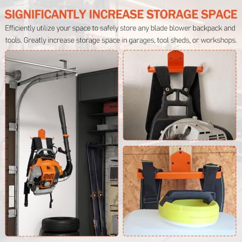 Backpack Blower Rack with Tube Hook, Leaf Blower Wall Mount , Blower Rack