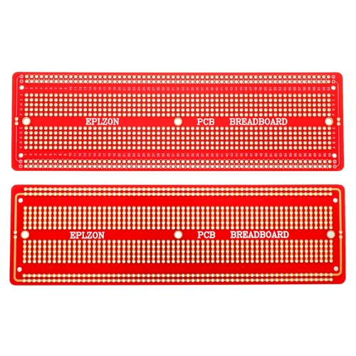 EPLOZN 2PCS 6.8"x2.05" & 2PCS 3.5"x2.05" Breadboard Kit Solderable Breadboards for Electronics Projects Compatible for DIY Soldering Circuits Projects Prototype Board,Red - color: Red