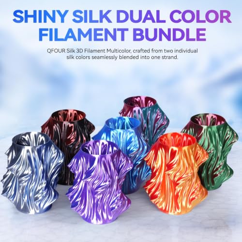 3D Printer Filament Bundle for Beginners, Silk Dual Color - color: Deep Blue & Black/Deep Blue & Purple/Sky Blue & Green/Aqua Blue & Rose Red, size: 250g×4