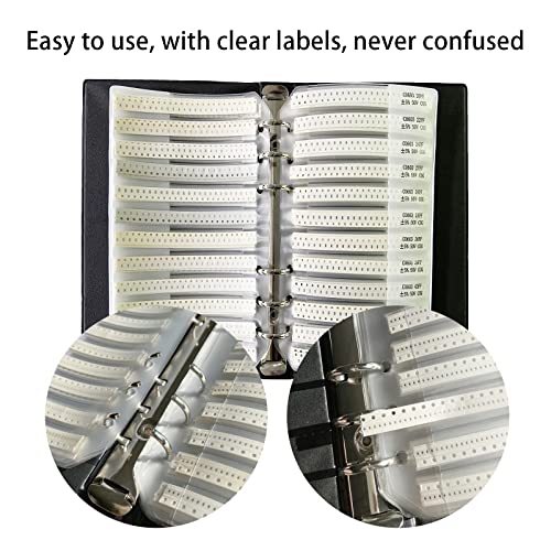SMD Capacitor 0603 Book (0.5pF-2.2uF) SMT Chip Kit 90 Value x 50pcs = 4500pcs Capacitor Assortment Portfolio Folder Sample Book - size: C-0603
