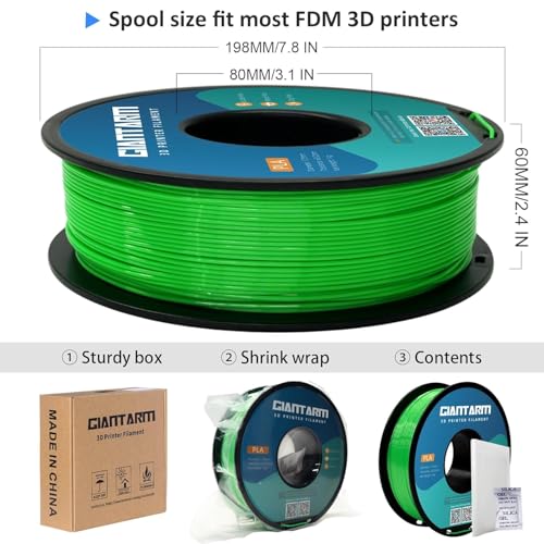 GIANTARM PLA Filament 2KG,Green 3D Printer Filament 1.75mm - color: Green, size: 2kg