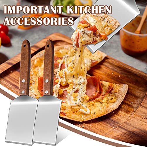 4 Pcs Small Brownie Cookie Spatula Metal Stainless Steel Spatula with Wooden Handle for Desserts Cutting and Serving Desserts, Brownies and Lasagna
