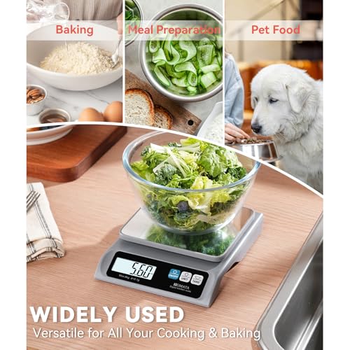 BOMATA 13lb/0.1g Precision Digital Food Scale for Kitchen, Grams and Ounces - color: Grey Rechargeable