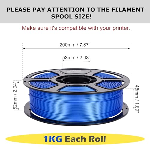 6KG Silk PLA Bundle 1.75mm, Silky Glossy 3D Printer Filament Pack - color: Silk Blue+silver+red+black+white+green
