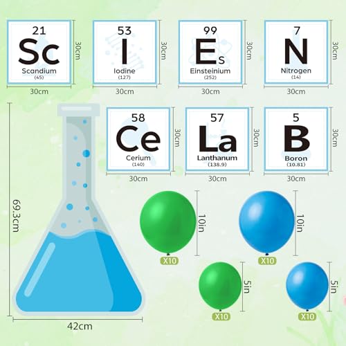 Gueevin 88 Pcs Science Party Decorations Kit Science Fair Bulletin Board for Classroom Colorful Balloon Arch Garland Kit for Lab Week Scientist Choool Educational Theme Subject(Blue) - color: Blue