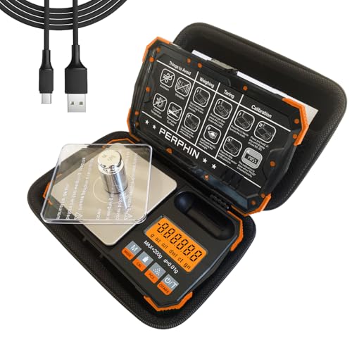 Pocket Scale, Dual Powered, Precision Gram Scale with Zipper Case - color: Orange