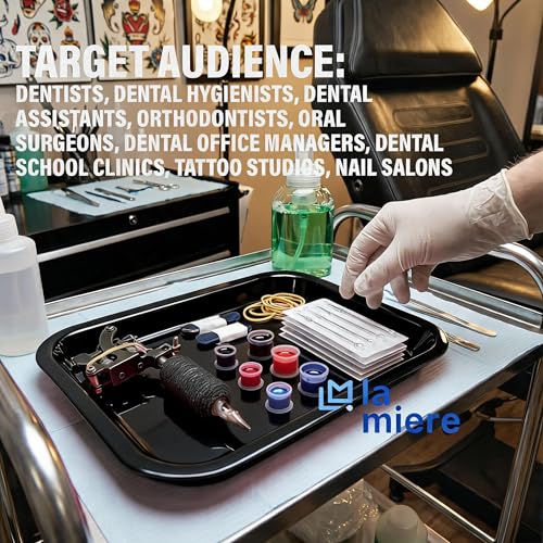 LA MIERE Dental Autoclavable Procedure Flat Tray Medical Instrument Set Up Flat Tray Size F - 9 5/8" W x 6 5/8" D x 7/8", Black - color: Black