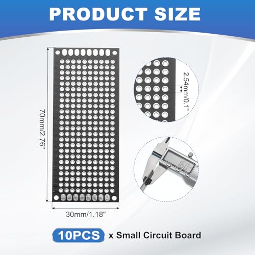 MECCANIXITY 10Pcs Solderable Breadboard, 2.76"x1.18" Double Sided Circuit Board Black Tinned PCB Board Small Prototype Board for DIY Electronics Projects Apply to Soldering Projects - color: Black Tinned, size: 2.76"x1.18"