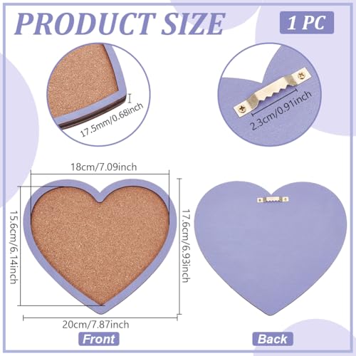 BENECREAT Purple Heart Pin Cork Board Bulletin Display Board, Wall Mounted Cork Board for Brooch Pin Storage, Office Home Festival Valentine's Decor, 6.9x7.8inch - color: Plum, size: 8.7" x 7.9"