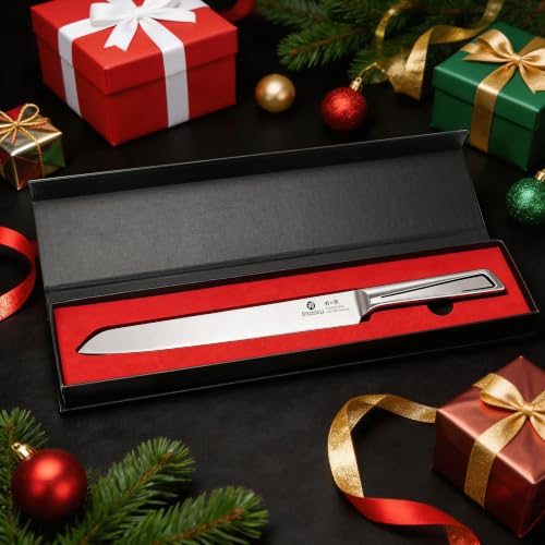 imarku Serrated Bread Knife with Japanese High Carbon Stainless Steel - color: Classic Silver