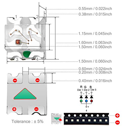 CHANZON 100 pcs SMD 0603 (1.6mm x 1.6mm) RGB Multicolor LED Diode Lights 20mA - color: N) Rgb (100pcs)