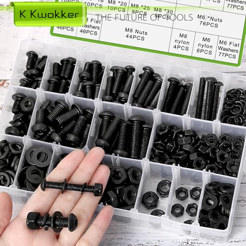 500Pcs M6 M8 Button Head Hex Socket Metric Screws Assortment Kit - size: H. M6 M8