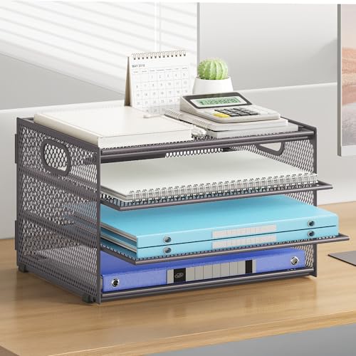 4 Tier Gray Paper Organizer for Desk,Trays for Classroom File Folder - color: Gray, size: 12.7" x 9.3" x 7.5"