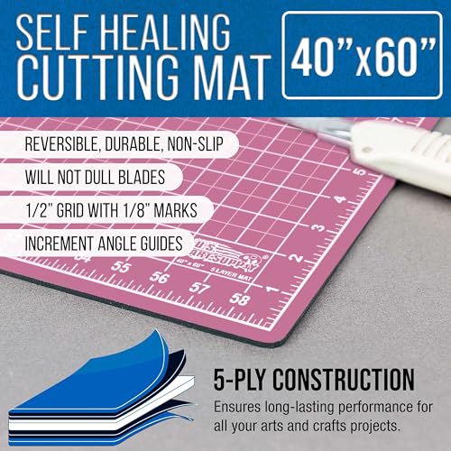 U.S. Art Supply 40"x60" Self-Healing Cutting Mat 5-Ply Pink/Blue - color: Pink/Blue