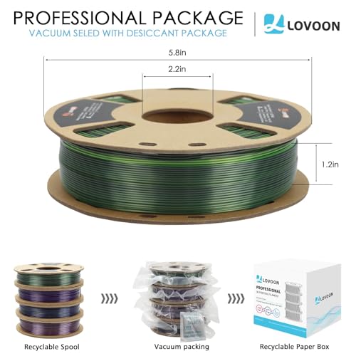 LOVOON 3D PLA Filament Bundle 1.75MM, Color Shift Filament Bundle, Gradient Silk PLA Filament Bundle, PLA Filament for 3D Printer 3D Pen, Dimensional Accuracy +/-0.02mm, 200g x 4 Spools - color: Gradient Silk Bundle, size: 0.8 kg