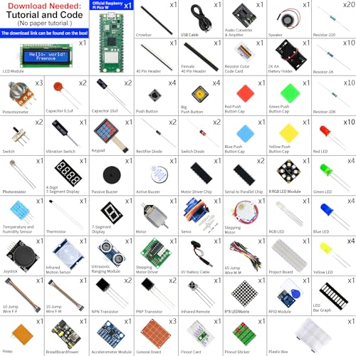 Freenove Ultimate Starter Kit for Raspberry Pi Pico W (Included), Dual-core Arm Cortex-M0+ Microcontroller, 767-Page Detailed Tutorial, 224 Items, 119 Projects, Python C Java Code - color: with Raspberry Pi Pico W