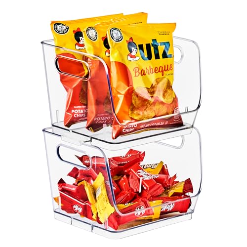 Sorbus Clear Pantry Organizer with Stackable Storage Bins, Open Front - size: Small Square, style: 2 Pack