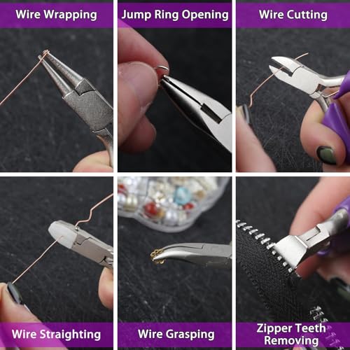 SPEEDWOX 6PCS Mini Jewelry Pliers Set 3-Inch Pliers Set Jump Ring Opener