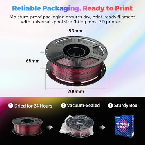 FLASHFORGE Silk Dual Color Filament, Black and Red 2 in 1 Coextrusion Silk PLA Filament 1.75mm, 3D Printer Filament Color Change 1kg(2.2lbs) Spool, Dimensional Accuracy +/- 0.02mm - color: Black and Red 2 in 1