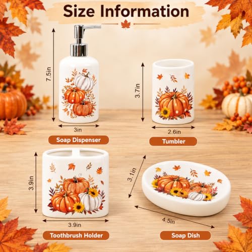 FYSUIMU 4Pcs Fall Thanksgiving Bathroom Accessories, Pumpkin Leaves