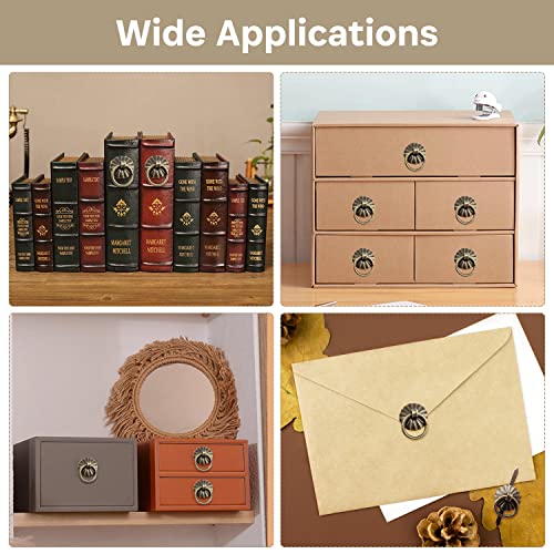 20Pcs Metal Brad Fasteners with Decorative Pull Rings, Pull Ring Handle - color: Small Bronze 20Pcs