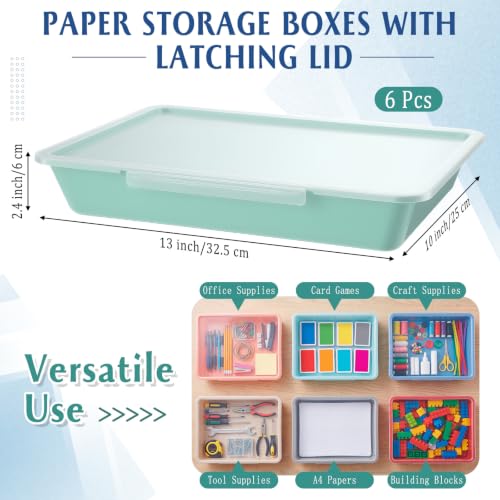 Tinlade 6 Pcs Classroom Paper Storage Bins with Lids, 13x10, Boho - color: Boho