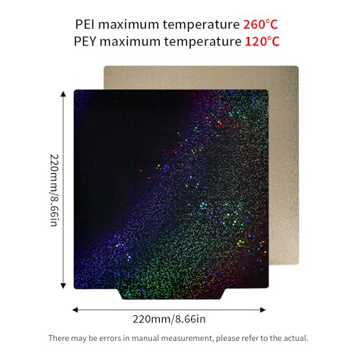 BORDSTRACT Double-Sided Build Plate, PEY Starry Sky + PEI Spray Texture Spring Steel 220x220mm Without Soft Magnetic Base, Printing Platform for K1/K1 Max Model 3D Printer - style: PEY starry sky + PEI spray 220x220mm