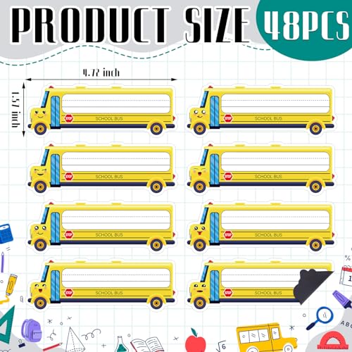 Resurhang 48 Pcs School Bus Magnetic Name Tags for Classroom - style: School Bus