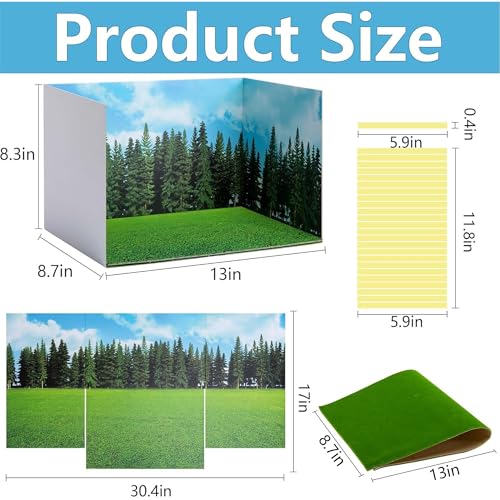codree 4 Pcs Jungle Style Diorama Box and Fake Grass Decor, Rainforest Diorama Supplies Project Box Set, Cardboard Diorama Kit & Artificial Grass with Double Sided Tapes for DIY Crafts Toys Dollhouse - color: Jungle Style-4pcs