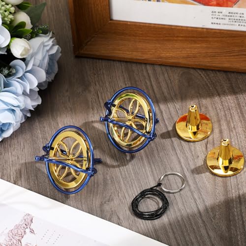 Meekoo 2 Pcs Gyroscope Toys, Metal Anti Gravity Top, Blue, Gold - style: Blue, Gold