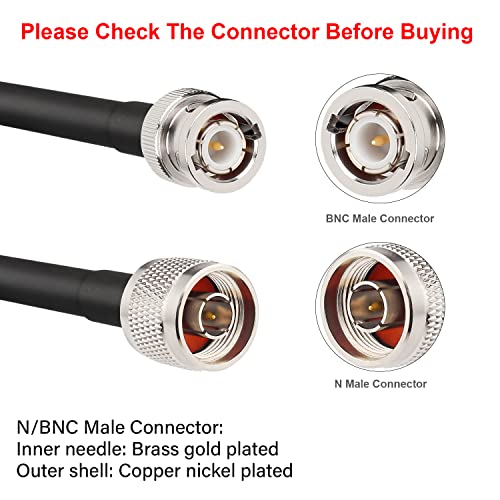 MOOKEERF RG58 N Type to BNC Cable 5ft, BNC Male to N Male Extension Jumper Cable 50 Ohm for Antenna,Ham Radio,Oscilloscope,Analyzer,Signal Booster Use - size: 5FT