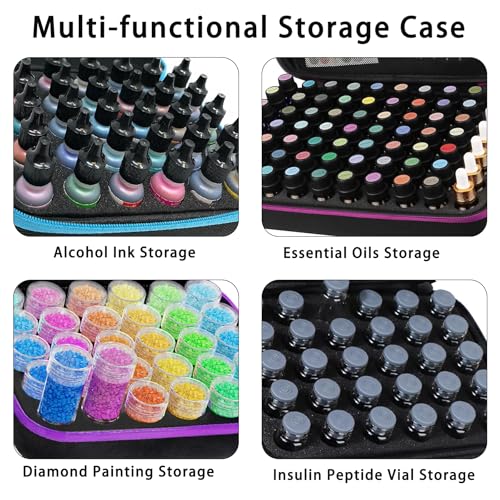 DHXYZZB Essential Oils Carrying Case, 30 Bottles 5ml, 10ml, 15ml Insulin Peptide Vial Storage Box Alcohol Ink Bottles Storage Organizer Bag Hard Shell EVA Nail Polish Case Holds - color: Red