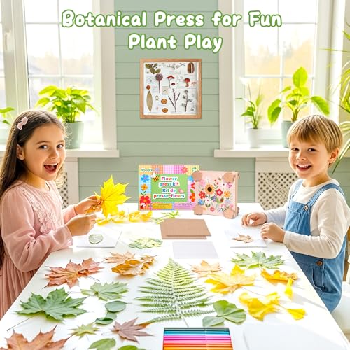 Aboofx Creativity Pressed Flower Art Kit for Kids, Small Flower Press Kit for Craft Pressed Flowers & Plant Pressing, Recycle Botanical Class Project Craft Kit, Nature Gift for Girls & Boys Ages 5+ - size: 5.8" x 5.8" 4 Layers