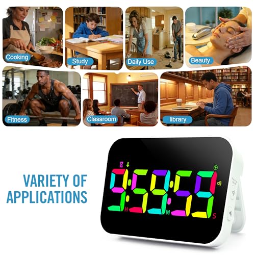 TXL Digital Timer for Classroom, Pomodoro, Gym & Kitchen – Rechargeable Magnetic Countdown Timer, Large LED Display, Loud Alarm, 3 Volume Levels & 3 Brightness Settings - style: Upgraded Version with Gym Modes
