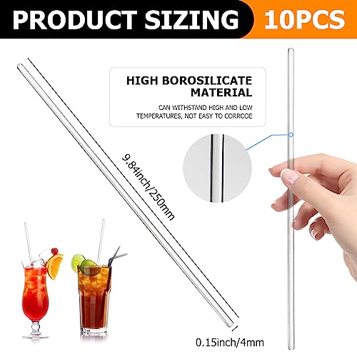 10Pcs Glass Stirring Rod 9.8" Length High Temperature Resistant Stir Rod Mixing Tools for Hot Cold Beverages Cocktails Drinks Mixtures - size: 6x250mm