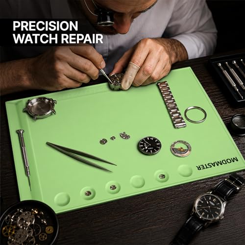 Large Watch & Soldering Repair Mat, 932F Heat Resistant Silicone - color: Mint Green