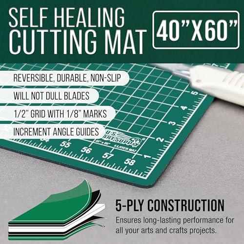 U.S. Art Supply 40"x60" Self-Healing Cutting Mat 5-Ply Green/Black - color: Green/Black