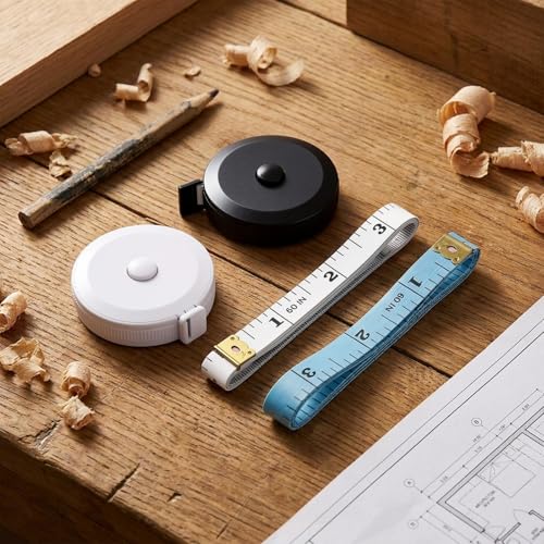 Soft Tape Measure 4 Pack 60" Body Measuring Retractable Cloth Sewing Tailor - color: Black + White + Blue