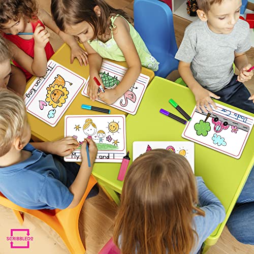 Scribbledo Picture Lined Dry Erase Board 9x12 for Kids Drawing Practice - style: Picture Board 1 Pack