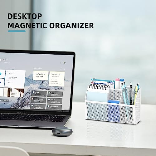 3-Grid Magnetic Pencil Holder, Strong Magnet Locker Organizer, White - color: White
