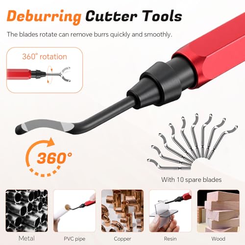 18 Pcs Plumbing Tool Kit, Pipe Depth Gauge, Reamer,Normal,Red - style: Normal