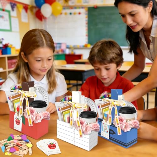 24 Set Back to School Teacher Gifts, 2 Cup Drink Carrier with Handle