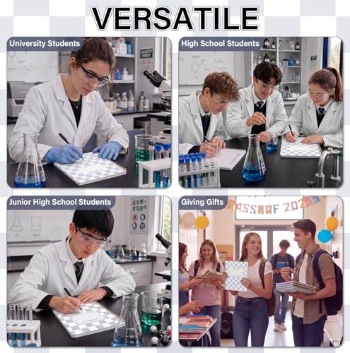 Affrolling Checkerboard Carbonless Lab Notebook Student Cute Carbon Copy 8.5'' x 11'' 25 Sets of Pages 53 Pages Total Laboratory Engineering Chemistry Computation Science Grid Women(Blue Checkered) - color: Blue Checkered