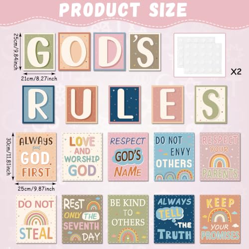 Afniimyapt 19 Pcs Ten Commandments Boho Poster Set for Wall Sign - color: Boho