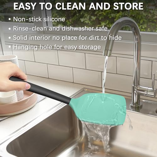 Coukre 2 Pack Silicone Spatula Set,High Heat Resistant, BPA-Free - color: AquaGreenBlack