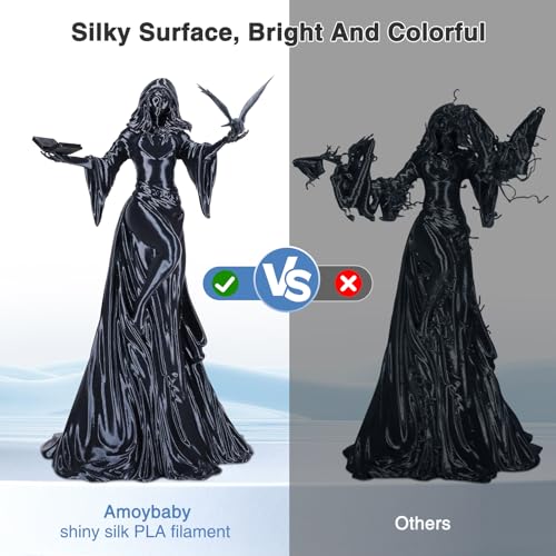 Silk Black PLA Filament 1.75mm Shiny Black 3D Printer Filament 1KG - color: Black