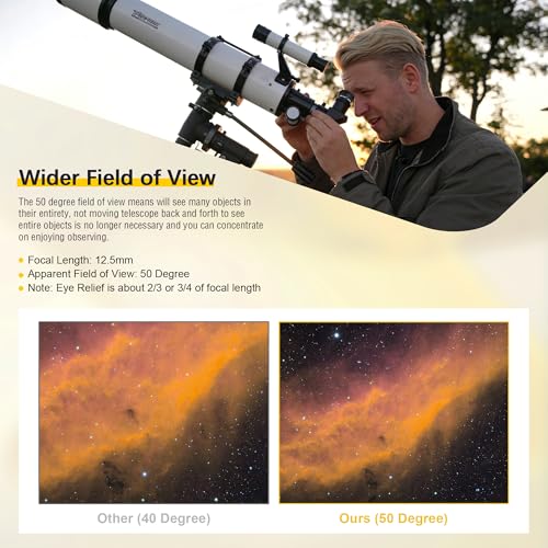 Alstar Eyepiece 12.5mm 1.25" Plossl Eyepiece Telescope Lense 50° Wide FOV - size: 12.5MM
